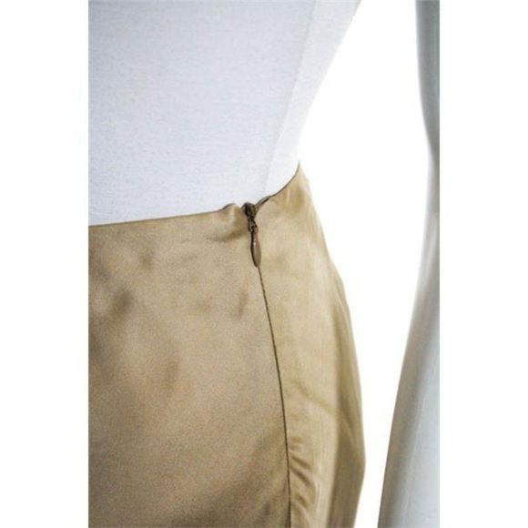 Valentino Beige Gold Silk Zip Knee Length Pencil Trumpet Skirt Size IT 38 - Picture 5 of 8